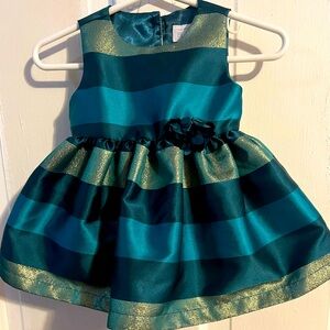 The Childrens Place Dress Size 3-6 Months Green Gold